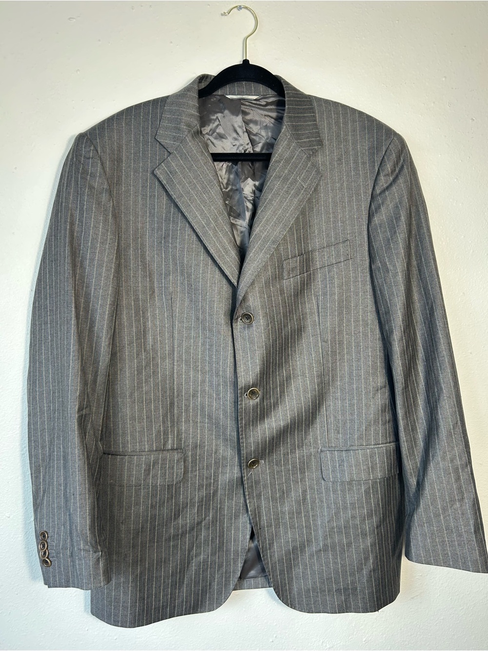 Barneys New York Gray Pinstripe Suit Jacket
